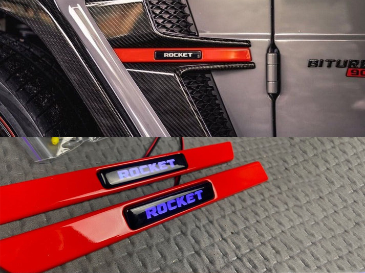Carbon Fiber Brabus G900 Rocket Edition LED Illuminated Side Fenders Inserts for Mercedes-Benz G-Class W463A